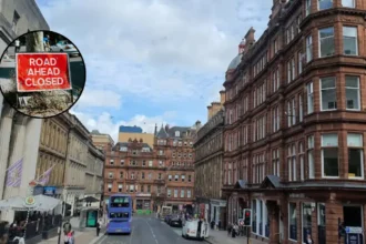 Argyle Street shut after burst water main floods Glasgow Central 2026