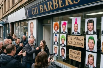 Why Is Glasgow's Viral Barber Farage Display in Partick So Popular Right Now?