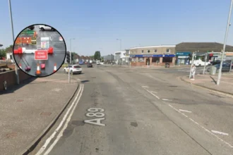 Busy Glasgow Road Closed Near Cardonald Station, Glasgow 2026