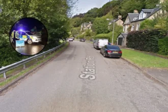 Man hospitalised in Bearsden Station Road crash, 2026