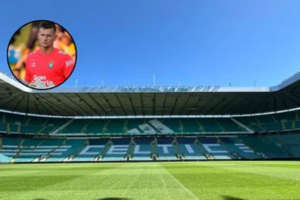 Celtic Chase Keeper Dinko Horkas in Glasgow, 2026
