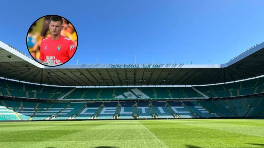 Celtic Chase Keeper Dinko Horkas in Glasgow, 2026