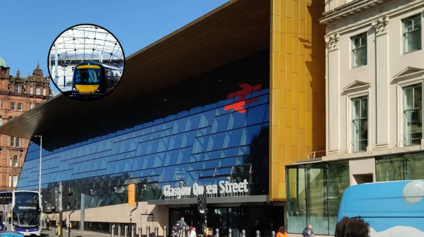Glasgow Queen Street train cancellations over tree branch disruption, Glasgow 2026