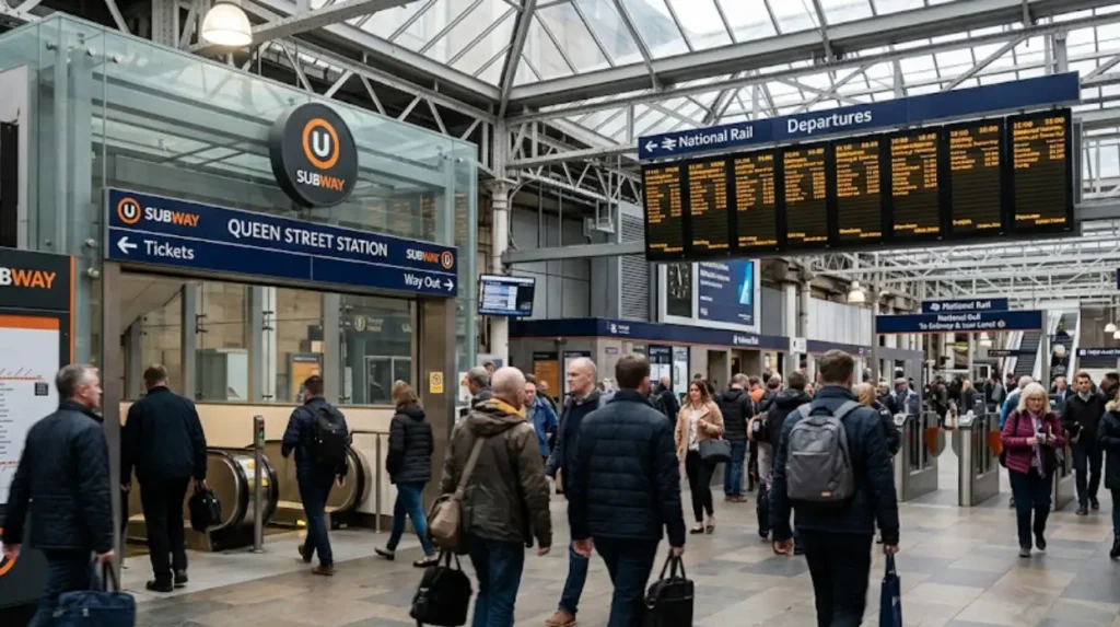 How does the Glasgow Subway connect with other transport and city districts?