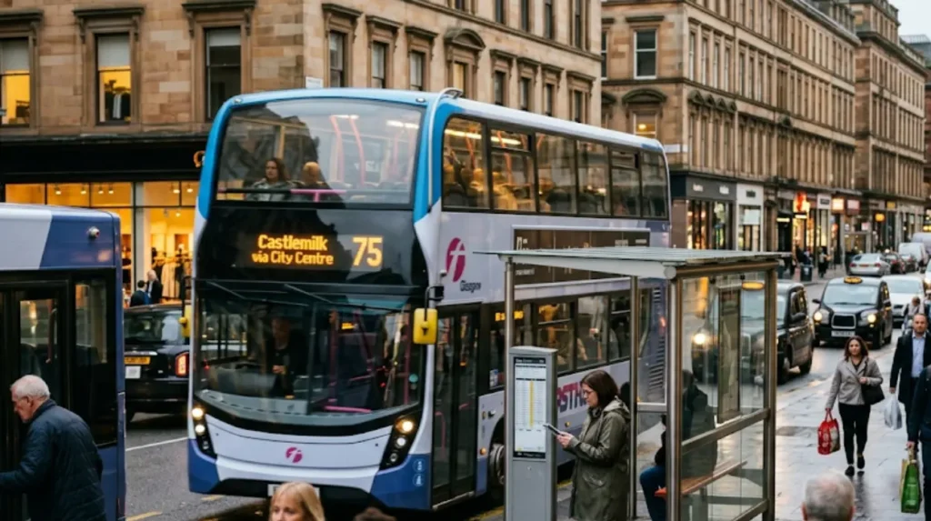 What does Glasgow’s bus network cover?