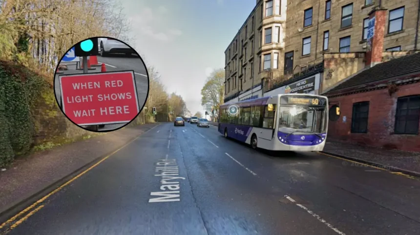Glasgow Maryhill Road Two Weeks Temporary Traffic Lights Bilsland Drive 2026