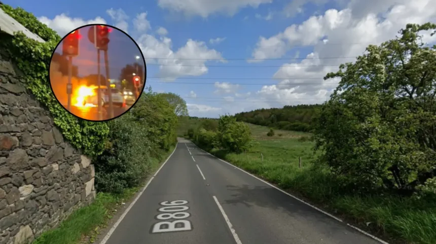 Car Engulfed in Flames After Crash in Glasgow 2026