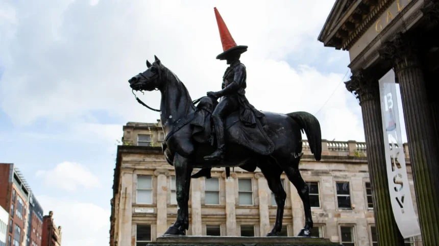 George Bowie Puts Clyde 1 Cone on Duke Statue Glasgow 2026