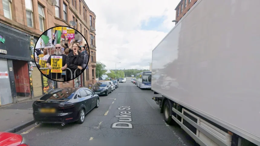Far-Right Protest and Arrest at Parkhead Cross in Glasgow 2026